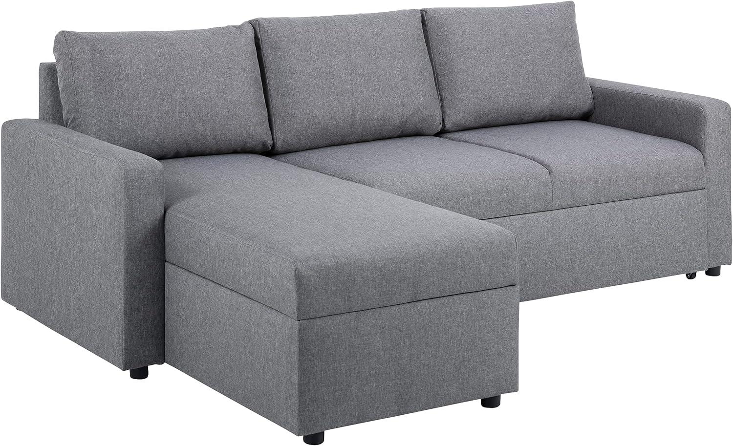 Schlafsofa 'Sander' in hellgrau mit Ottomane Bild 1