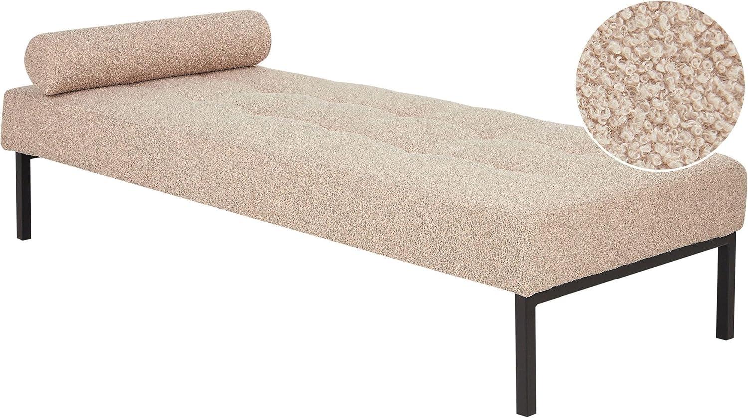 Chaiselongue Bouclé beige mit Kissen CHINON Bild 1