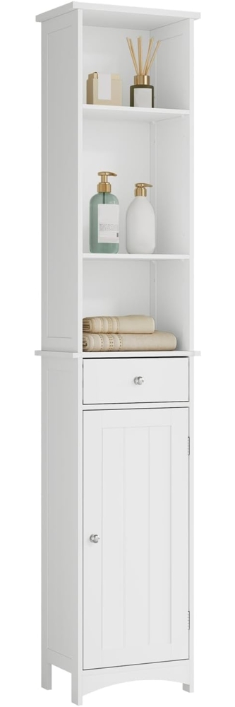 Badschrank Hochschrank aus Holz 33 x 23 x 165 cm 'Lena' weiß Bild 1