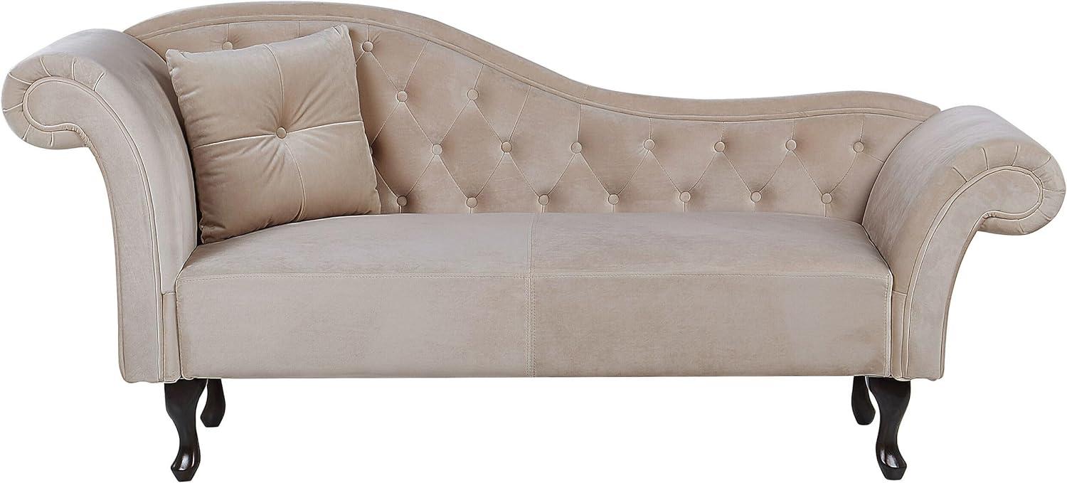 Chaiselongue Samtstoff beige linksseitig LATTES Bild 1