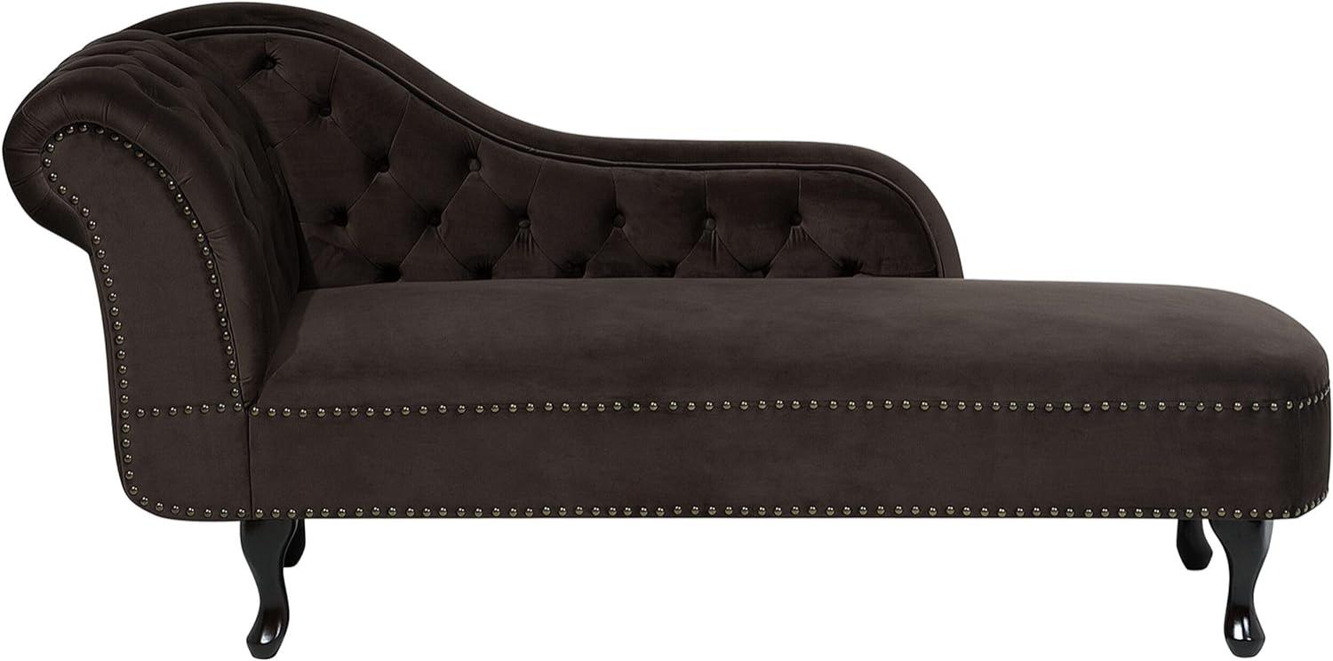 Chaiselongue Samtstoff dunkelbraun linksseitig NIMES Bild 1