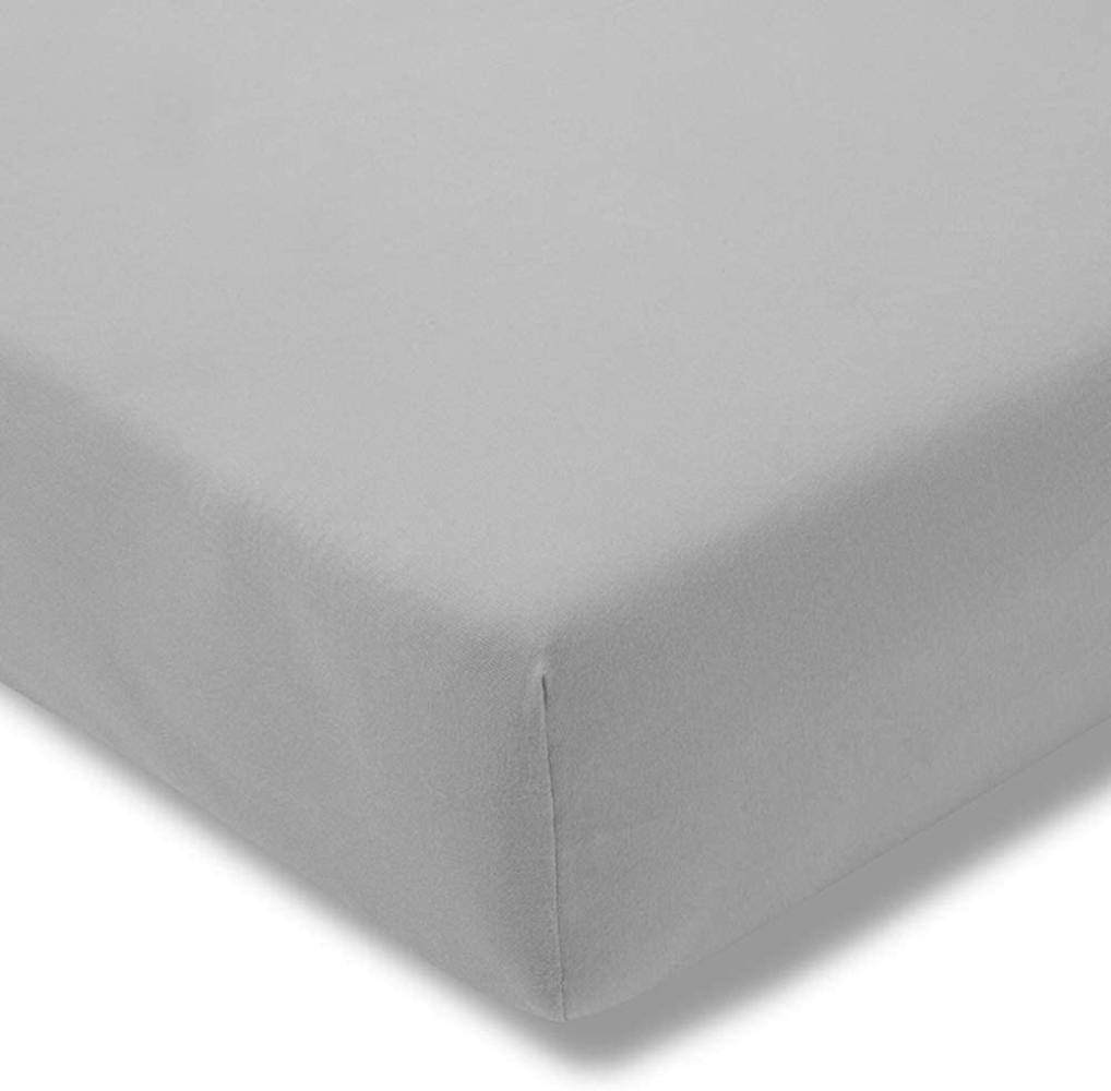 ESTELLA Spannbetttuch Zwirnjersey | Platin | 100x200 cm | passend für Matratzen 90-120 cm (Breite) x 200-220 cm (Länge) | trocknerfest und bügelfrei | 97% Baumwolle 3% Elastan Bild 1