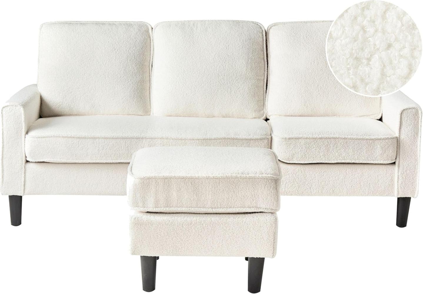 3-Sitzer Sofa Bouclé weiß mit Ottomane AVESTA Bild 1