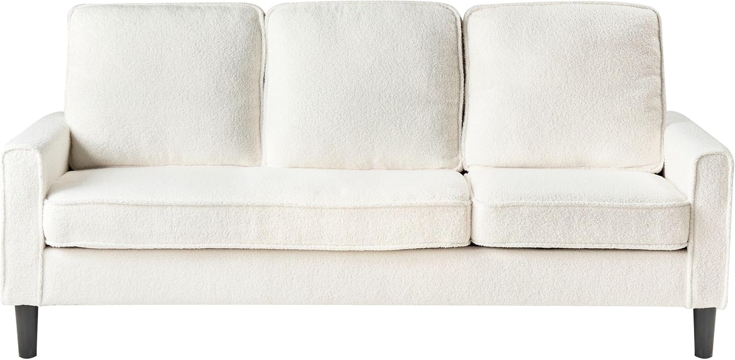 3-Sitzer Sofa Bouclé weiß mit Ottomane AVESTA Bild 1