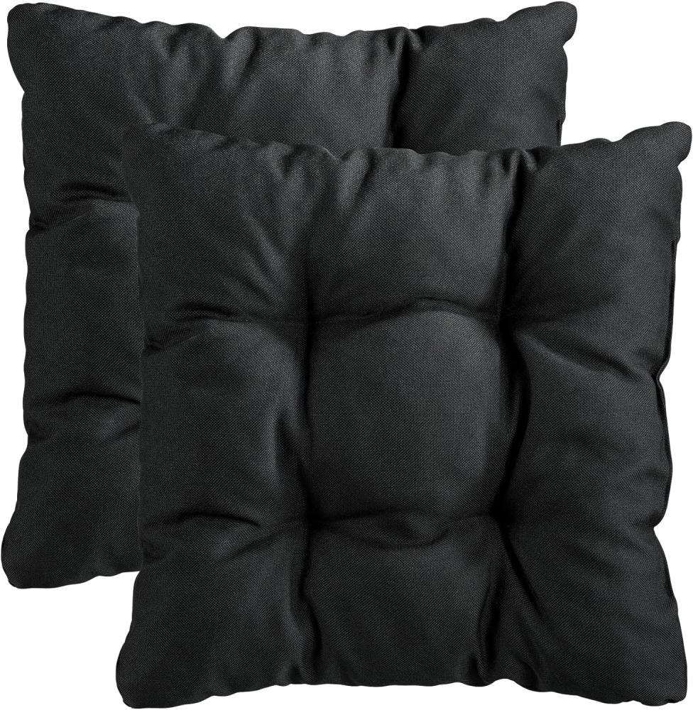 Traumnacht Stuhlkissen Cozy 2er Set, Bequeme Sitzkissen für Gartenstuhl, Küche oder Esszimmer, Indoor u. Outdoor, 38 x 38 x 6 cm, schwarz Bild 1