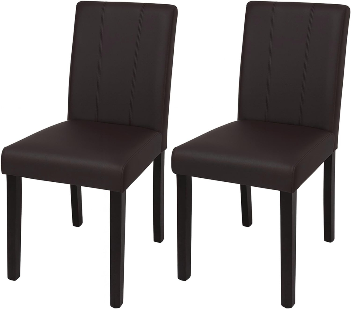 2er-Set Esszimmerstuhl HWC-O65d, Küchenstuhl Polsterstuhl Lehnstuhl, Kunstleder ~ braun Bild 1