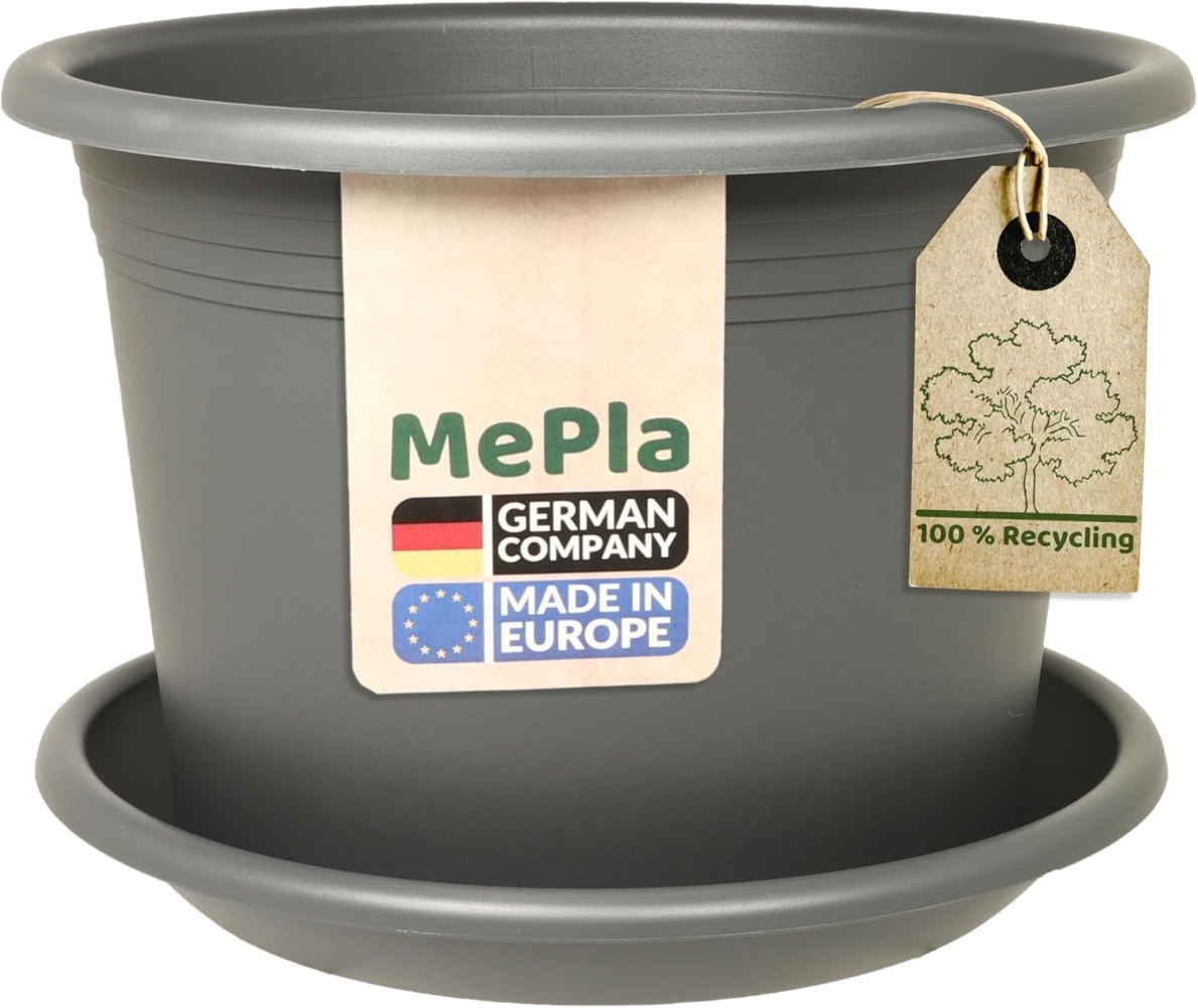 Heimwerkercenter Pflanzkübel MePla Blumentopf Cylindro ø15cm, Untersetzer ø14cm Anthrazit, Kunstoff Bild 1