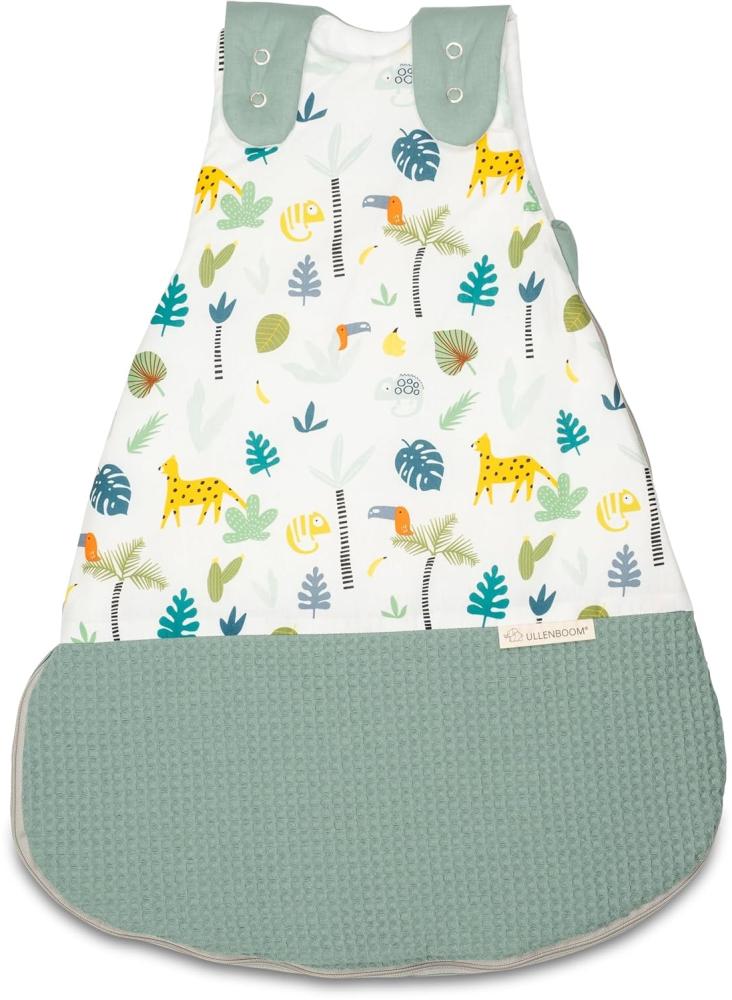 ULLENBOOM Schlafsack Baby 0 bis 3 Monate, 56/62, Salbeigrün Regenwald (Made in EU) - Baby Schlafsack Neugeboren - Ganzjährig für Frühling, Herbst und Winter, Babyschlafsack mit 2,5 TOG Bild 1