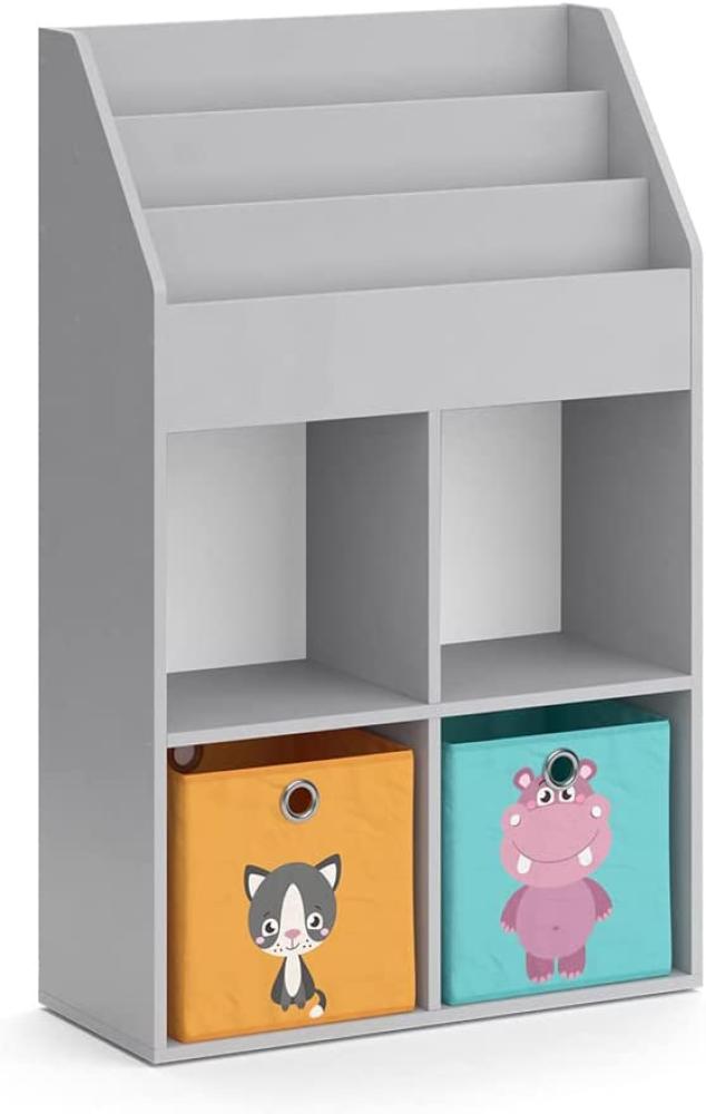 Vicco Kinderregal Bücherregal Wandregal Luigi Hellgrau 72x114 cm modern Kinderzimmer Regal Spielzeugregal Dekoregal Standregal Aufbewahrungsregal Würfelregal Ablage Fach freistehend Faltbox Bild 1