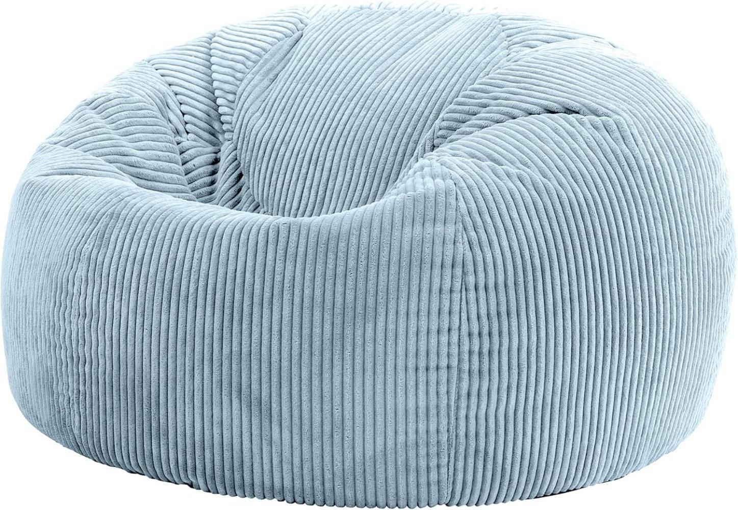 icon Klassischer Sitzsack Flauschig aus Cord „Kingston“, Blau, Cord Sitzsack Erwachsene mit Füllung, Indoor Sitzsack Kuschelig Groß Bild 1