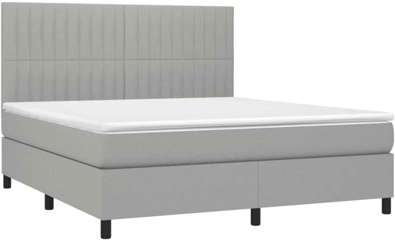 vidaXL Boxspringbett mit Matratze Hellgrau 180x200 cm Stoff, Härtegrad: H2 [3141953] Bild 1