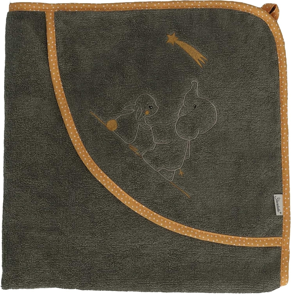 Sterntaler Baby Unisex Badetuch Baby GOTS Kapuzenbadetuch Elefant 100x100 cm - Badetuch Baby, Babyhandtuch, Kinder Badehandtuch - braun Bild 1