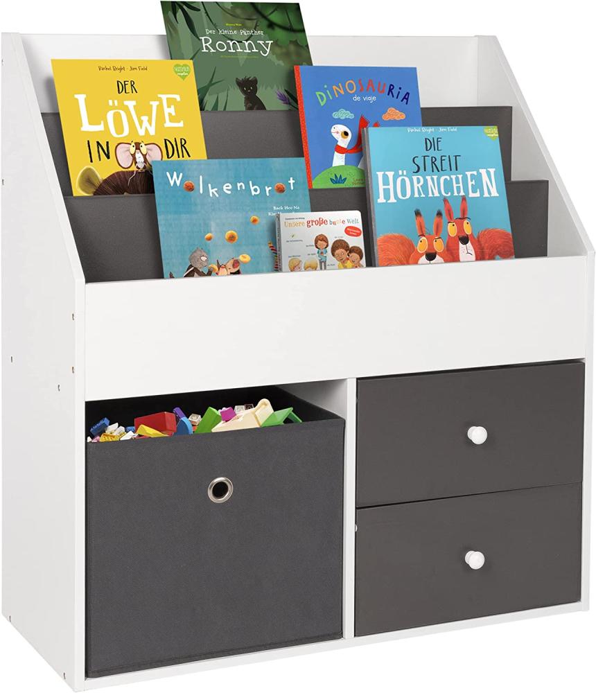 ONVAYA® Kinderregal | Bücherregal Mila mit 2 Schubladen & Aufbewahrungsbox | Spielzeugregal Kinderzimmer | Regal für Bücher & Spielzeug | Aufbewahrungsregal | Standregal Bild 1