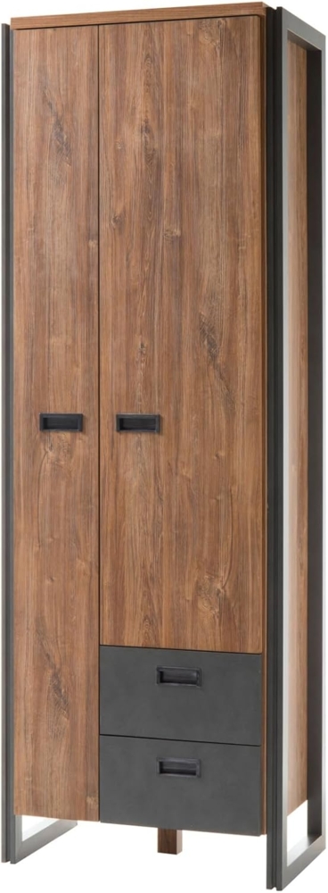 Garderobenschrank Auburn Eiche Stirling und grau Schuhschrank 70 x 202 cm Bild 1