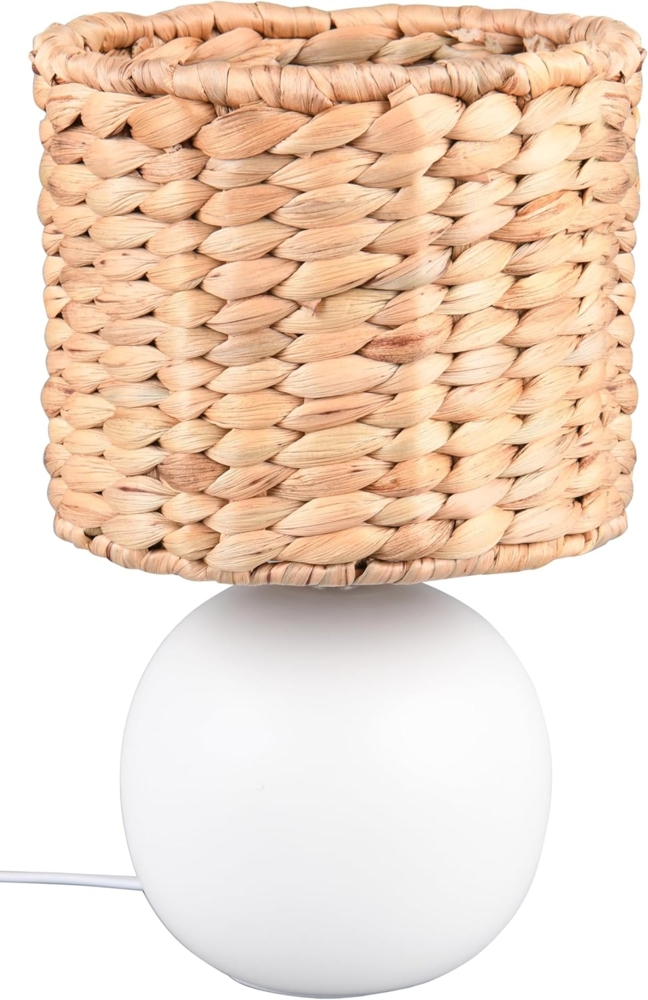 Tischleuchte VINA Keramikfuß Weiß mit Seegras Lampenschirm, Höhe 29cm Bild 1
