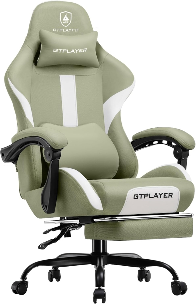 GTPLAYER Gaming-Stuhl Ergonomischer Gaming Sessel Schreibtischstuhl Gamer Stuhl aus Stoff, Federsitzkissen mit Fußstütze Bild 1