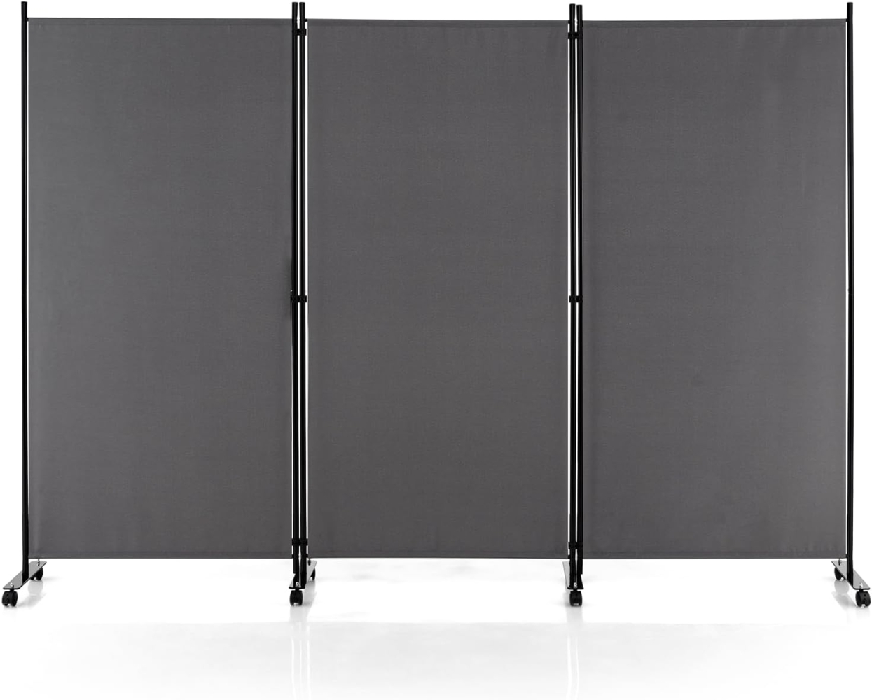FANTASK Raumteiler auf Rollen aus Stoff, Trennwand faltbar, Paravent 3-teilig, Sichtschutz für Flexibilität und mehr Privatsphäre (Grau) Bild 1