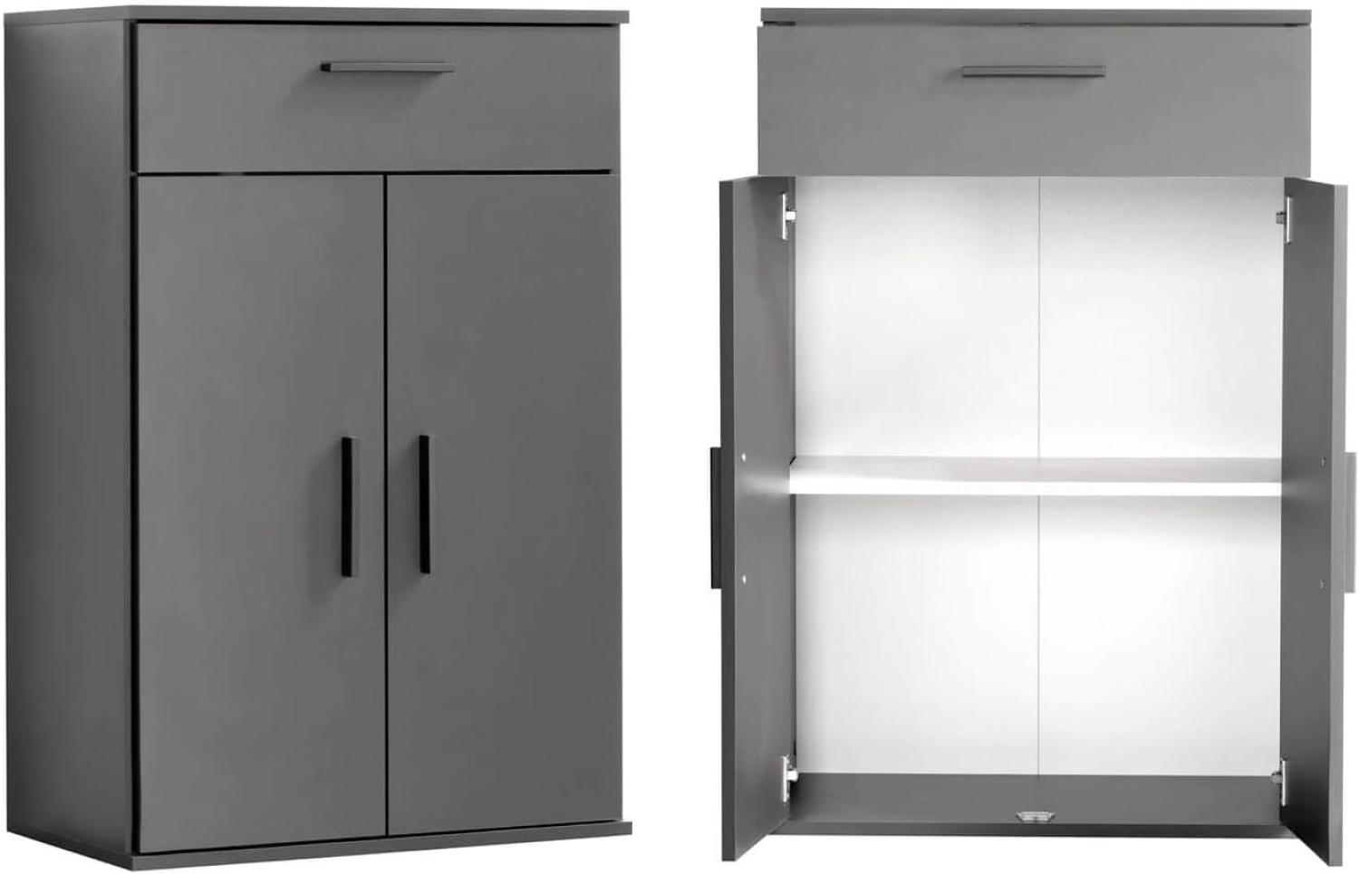 mokebo® Mehrzweckschrank 60cm Breite mit Schubladen & Einlegeböden 'Der Praktische' kurzer Schubladenschrank in Grau bzw. Schwarz Matt, kleiner Schrank & Midischrank anthrazit | 60 x 91 x 34 (B/H/T in cm) Bild 1