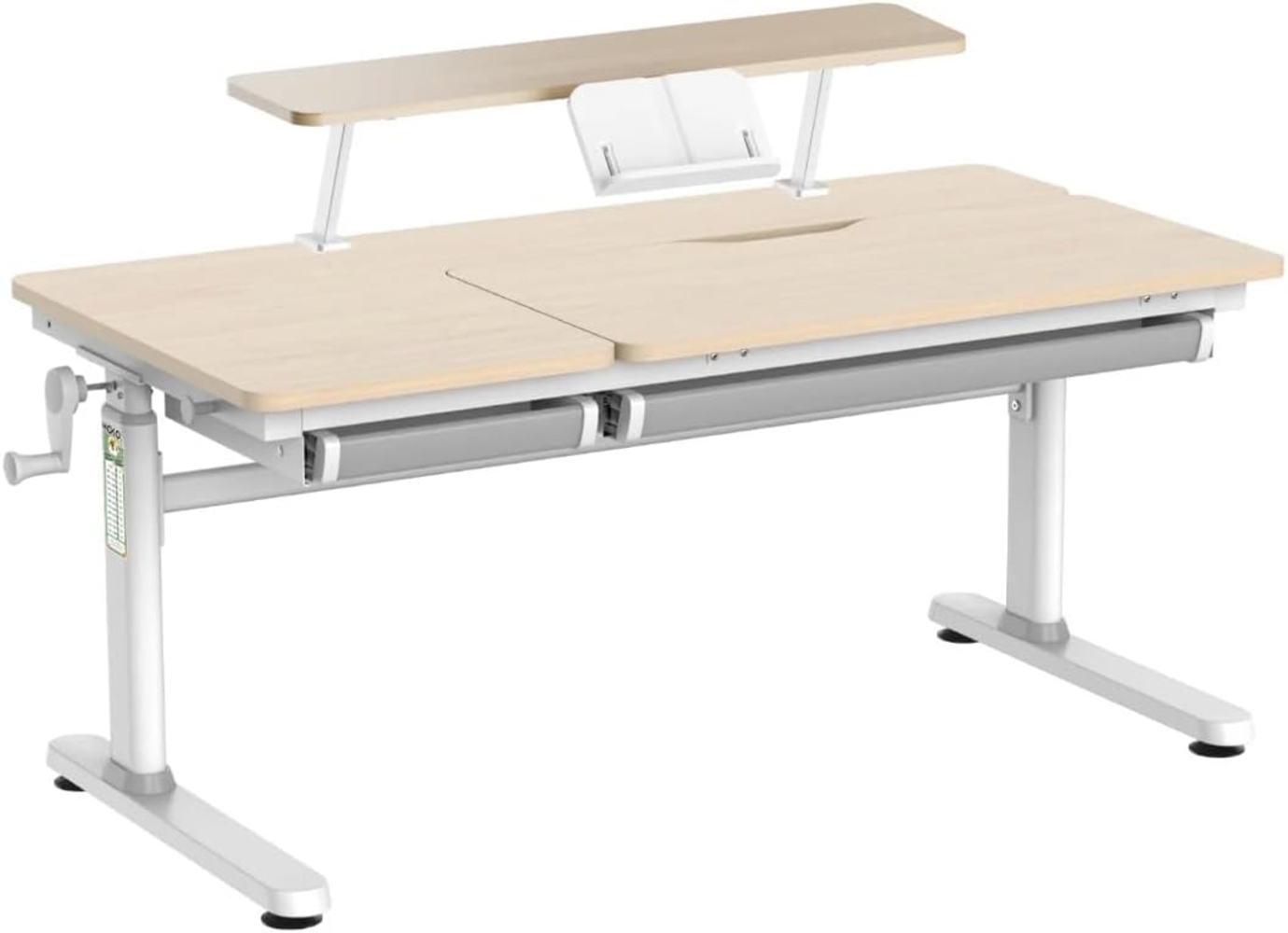 HOKO Kinderschreibtisch mit Schreibtischaufsatz mit Buchstütze (Manuell höhenverstellbar mit Verstellbarer Tischplatte und Butler mit Buch-Halterung, 1-St) Bild 1