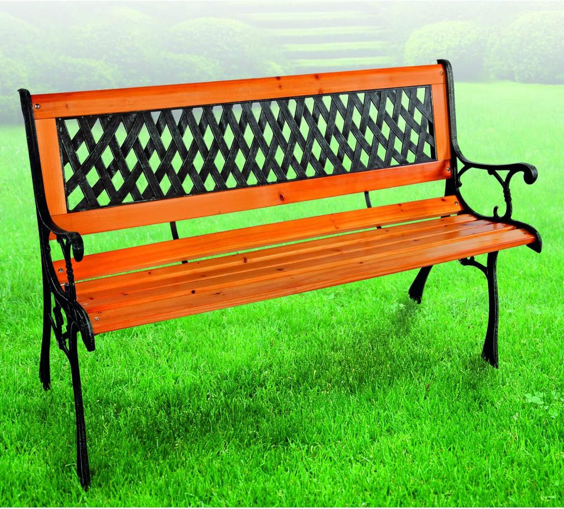 Massivholz Parkbank Gartenbank Metall pulverbeschichtet Natur/Schwarz Bild 1