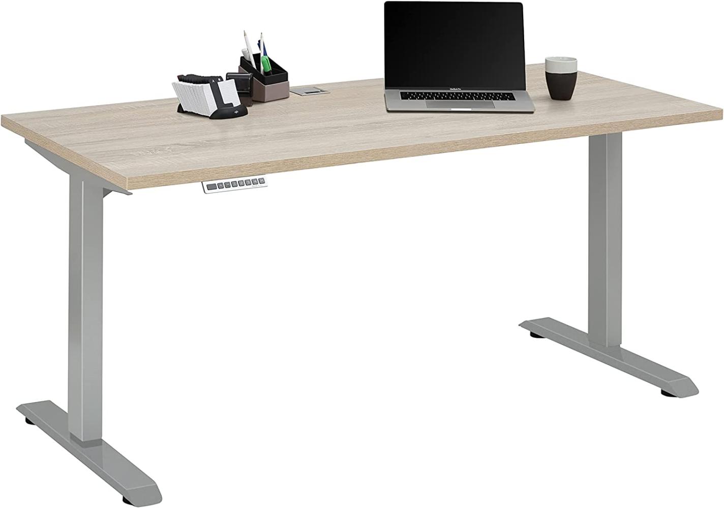 Schreibtisch >EDJUST< (BxHxT: 150 x 120 x 80 cm) Metall platingrau - Sonoma-Eiche Bild 1