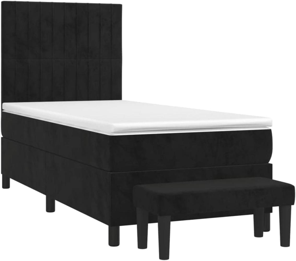 vidaXL Boxspringbett mit Matratze Schwarz 90x200 cm Samt 3137943 Bild 1