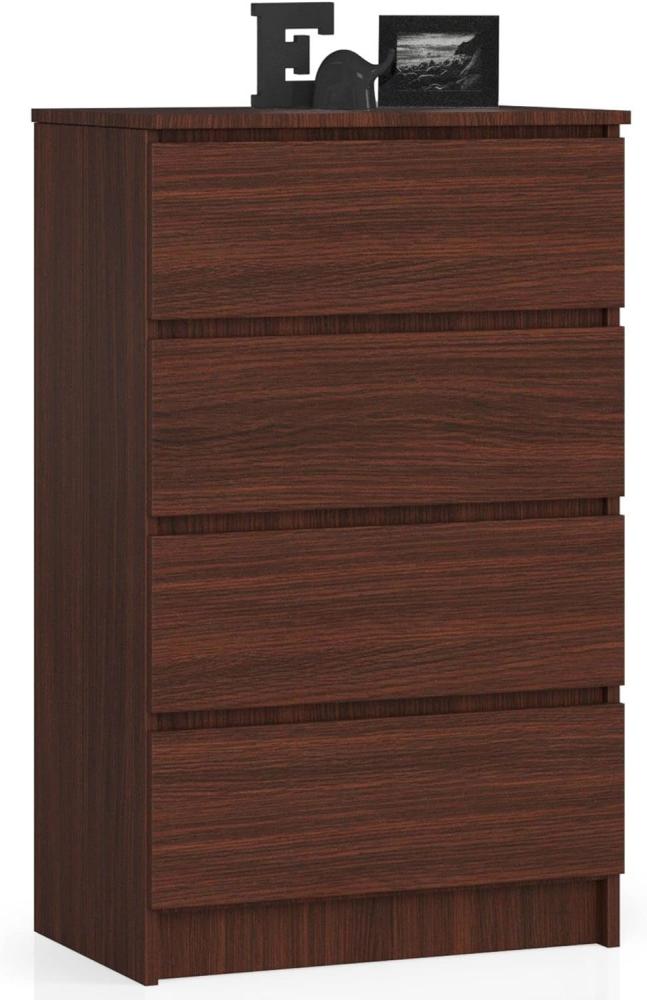 AKORD Kommode mit 4 Schubladen Beistellschrank Highboardmodernes Sideboard für Wohnzimmer Esszimmer Schlafzimmer Flur Badezimmer 60x99x40cmWenge Bild 1