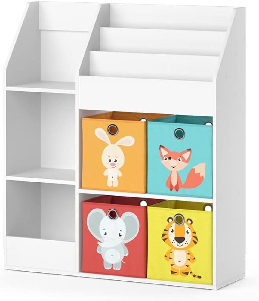 Vicco Kinderregal Bücherregal Wandregal Luigi Weiß 100x114 cm modern Faltbox Kinderzimmer Regal Spielzeugregal Dekoregal Standregal Aufbewahrungsregal Würfelregal Ablage Fach freistehend Bild 1