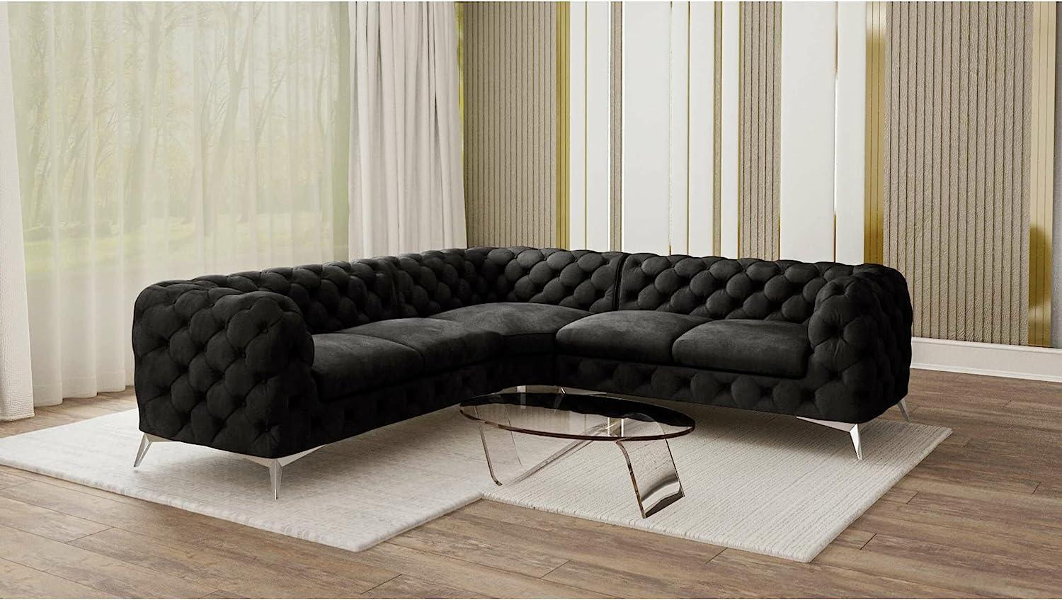 Stylefy Medina Ecksofa Kunstleder CAYENNE Schwarz Links Bild 1