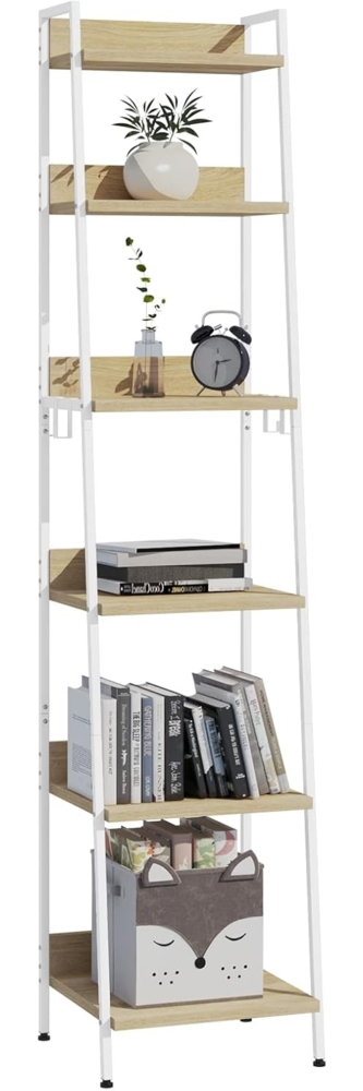 Woltu Standregal, 1-tlg, mit 6 Ebenen, mit 4 Haken, aus MDF Metall Bild 1