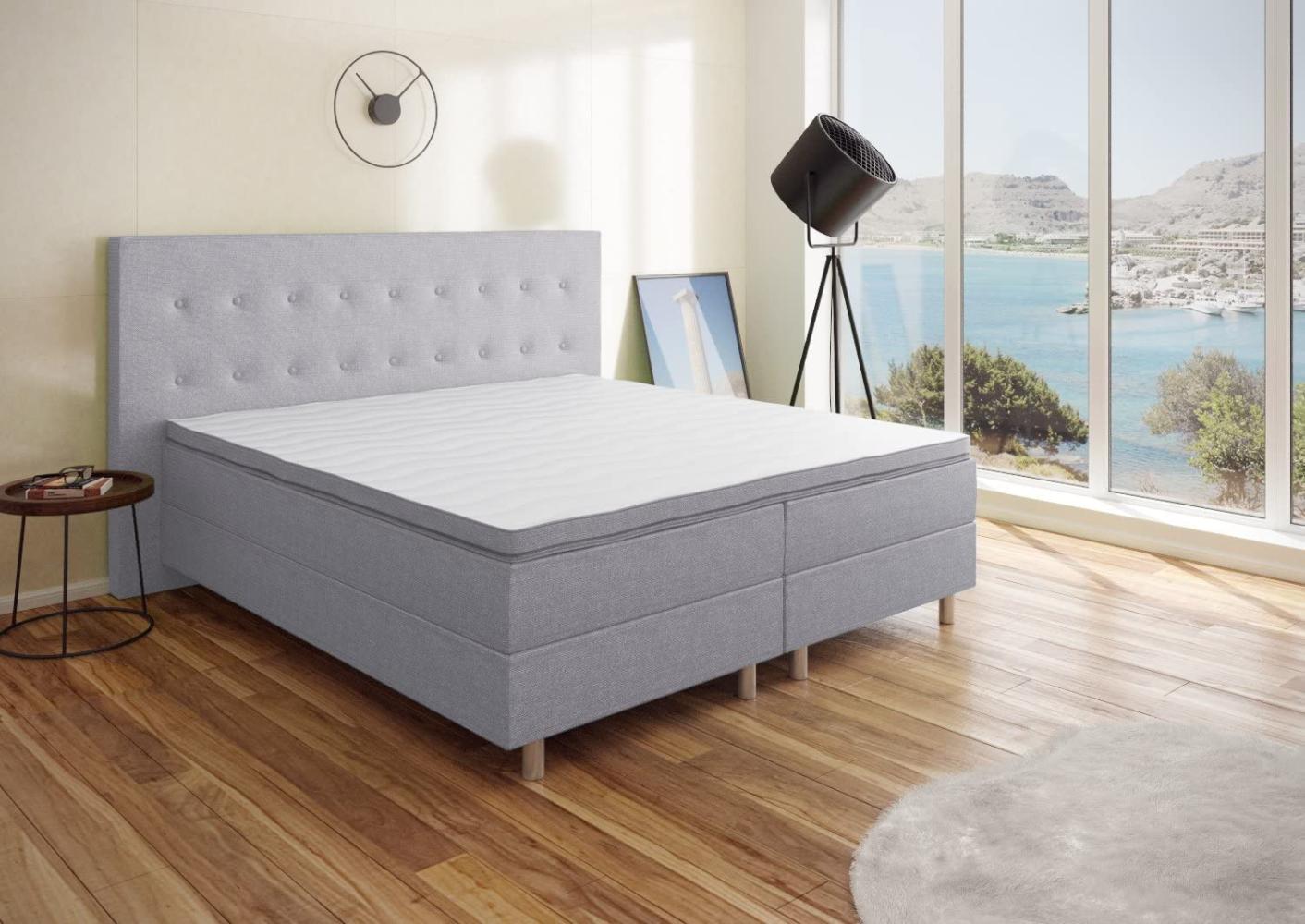 Best For You Boxspringbett Neo First Class Bett Polsterbett Silber Viele Größen 200x200 Bild 1