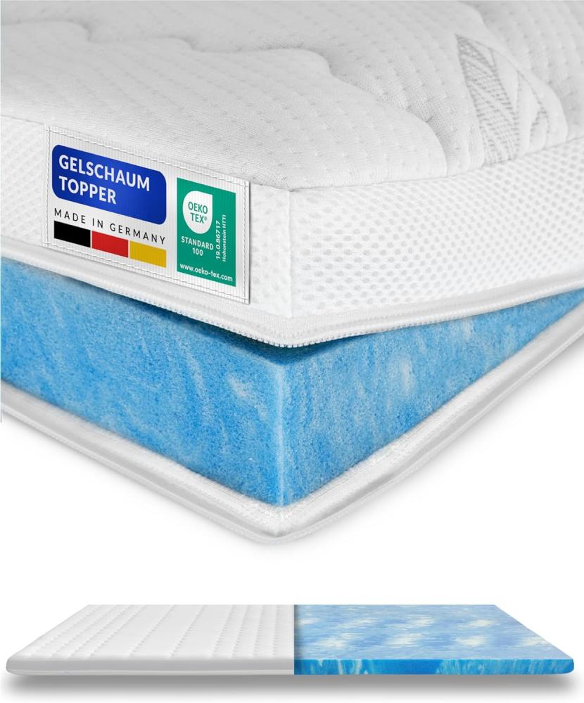 Premium Gelschaum-Topper 120x210 cm mit RG 50 - Hochwertiger Tencel-Bezug - Antirutschfunktion - Umlaufendes Klimaband - Qualität Made in Germany - Gel-Topper 120 x 210 Bild 1