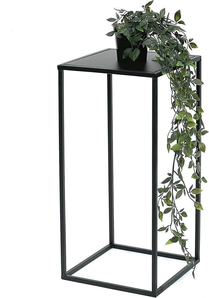 DanDiBo Blumenhocker Metall Schwarz Eckig 50 cm Blumenständer Beistelltisch 96312 S Blumensäule Modern Pflanzenständer Pflanzenhocker Bild 1