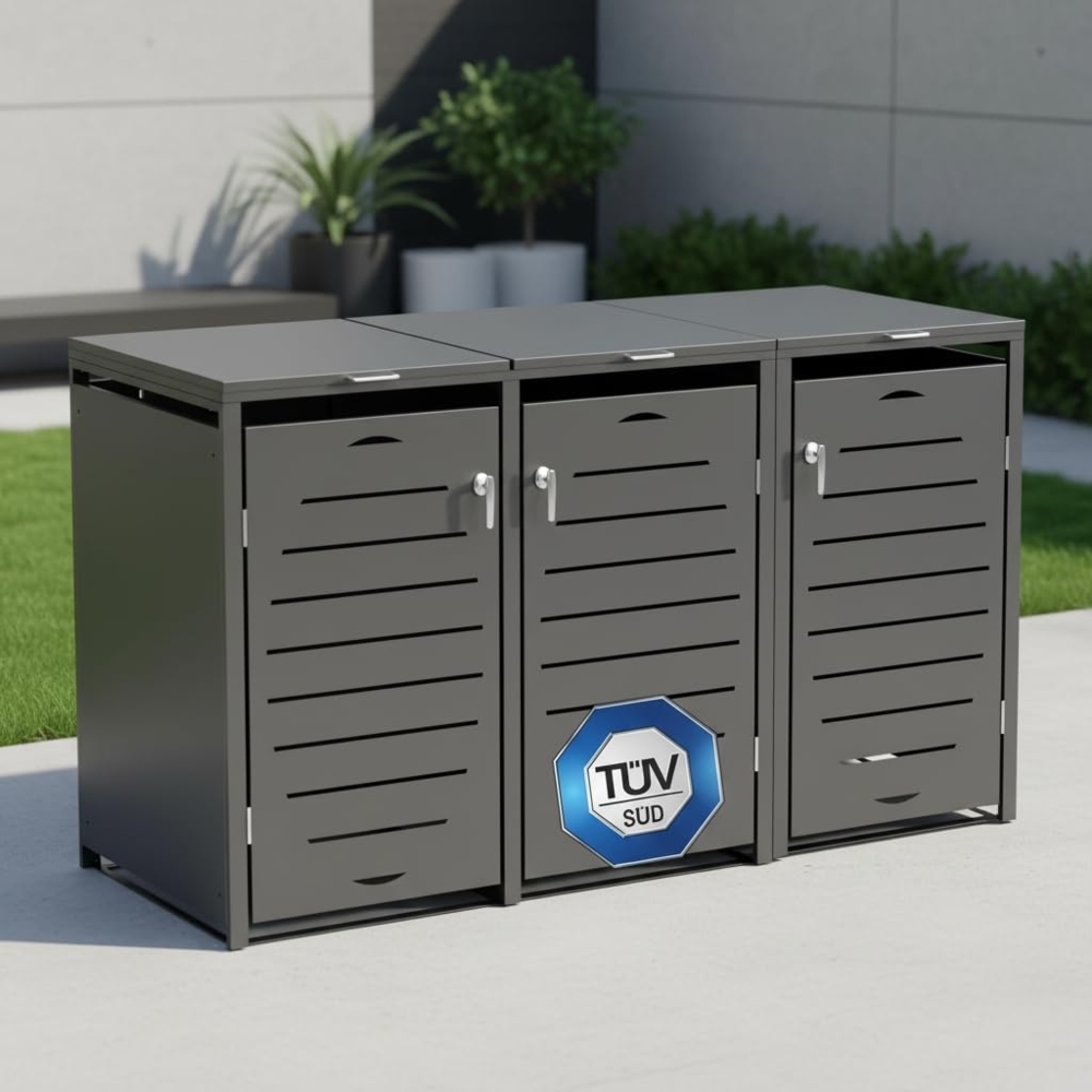 Mülltonnenbox 3er Mülltonnenverkleidung Mülltonnenhaus Abfallbehälter Müllbox Bild 1