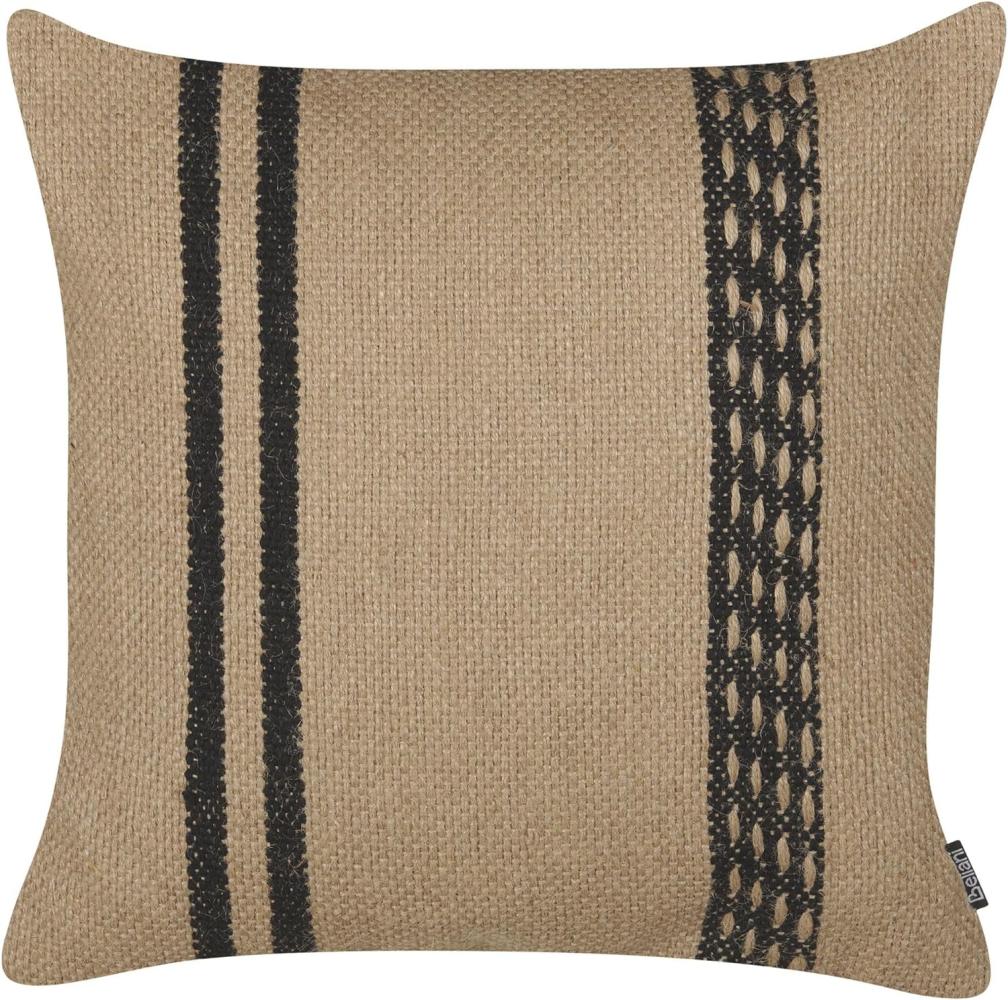 Dekokissen DESALIX Jute 45 x 45 cm Streifen Beige Bild 1