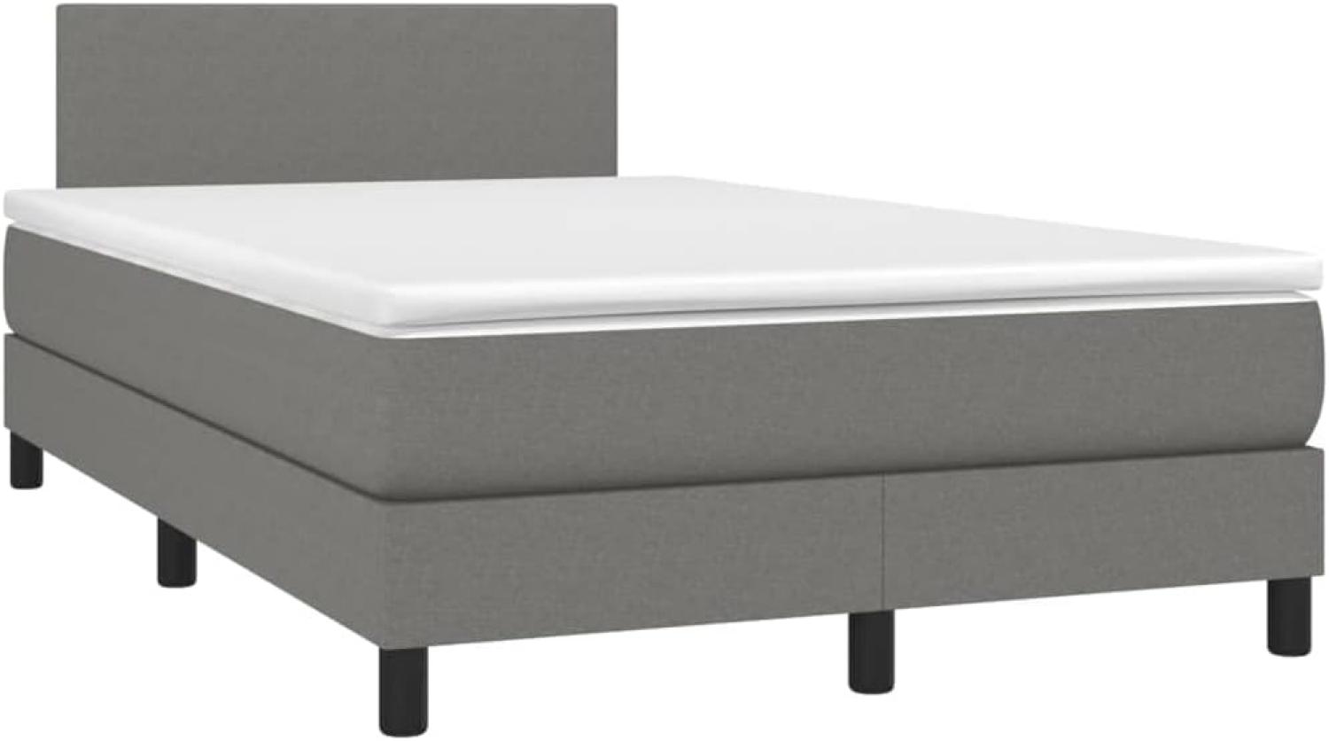 vidaXL Boxspringbett mit Matratze, Stoff, Dunkelgrau, 120 x 200 cm, H2 Bild 1