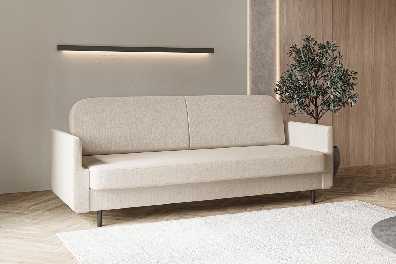 MOEBLO Schlafsofa POUCH, – Sofa Couch für Wohnzimmer elegantes Polstersofa 3-Sitzer-Sofa mit Bettfunktion, Wohnzimmermöbel und Schlaffunktion, (BxHxT): 221x87x84 cm Bild 1