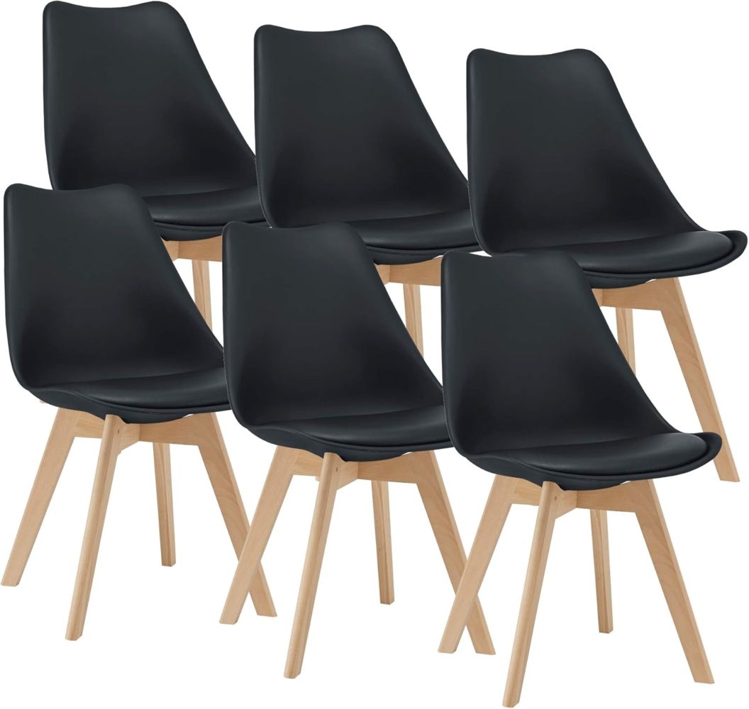 Esszimmerstuhl Fläten 6er Set Kunstleder Schwarz [en. casa] Bild 1