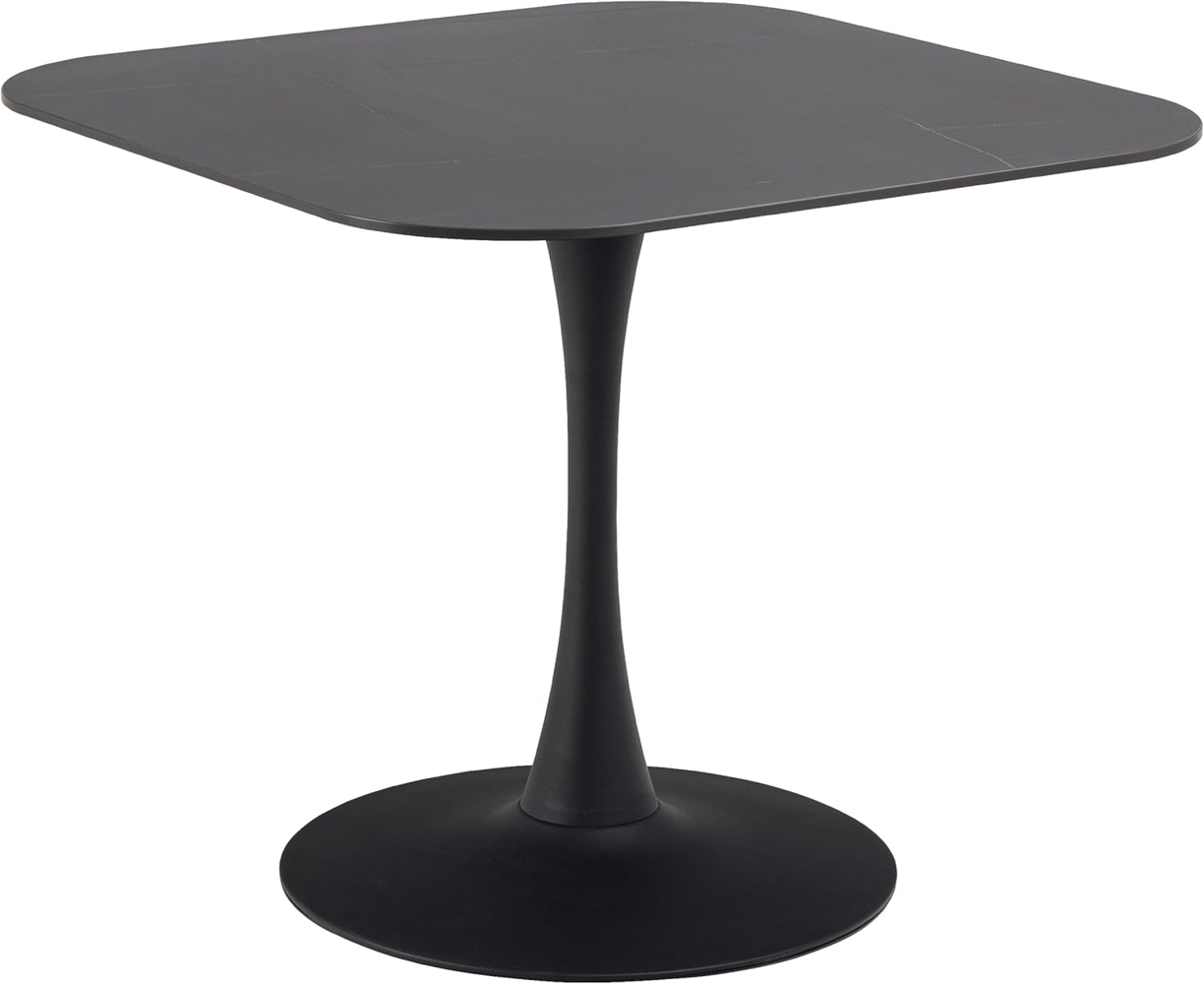 AC Design Furniture Marta Esstisch in Schwarz für 4 Personen, Quadratischer Esstisch, Hitze- und Kratzbeständige Keramikplatte, Trompetenfuß, B: 90 x H: 75 x T: 90 cm Bild 1