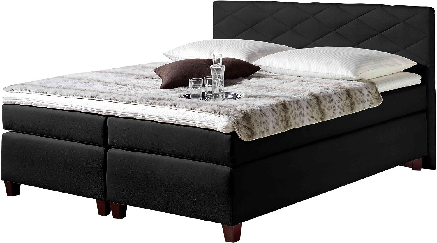 Maintal Boxspringbett Nagoya, 160 x 200 cm, Strukturstoff, Tonnentaschenfederkern Matratze H3, schwarz Bild 1