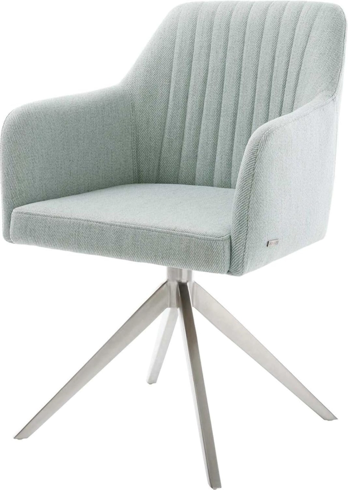 Drehstuhl Greg-Flex Stripes Mint Kreuzgestell breit Edelstahl 360° drehbar Wippfunktion Taschenfederkern Bild 1