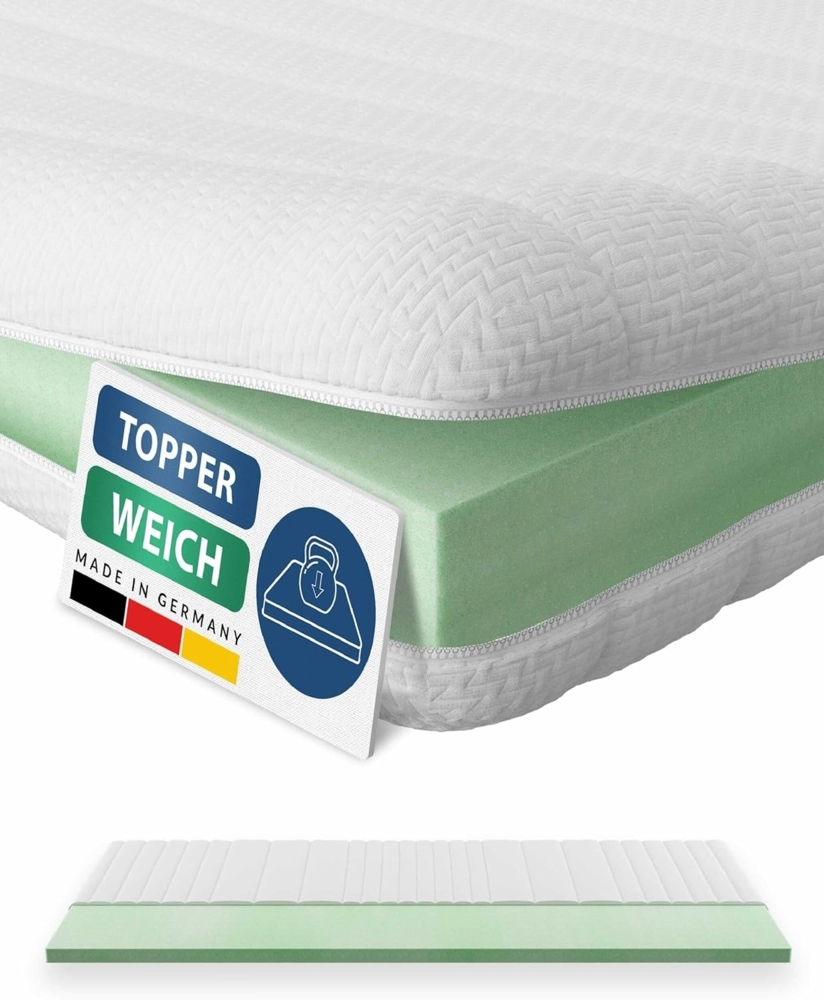 AM Qualitätsmatratzen Basic Topper 90x220 cm - Weiche & anpassungsfähige Matratzenauflage 90x220 - Auch für Boxspringbetten geeignet - Made in Germany Bild 1