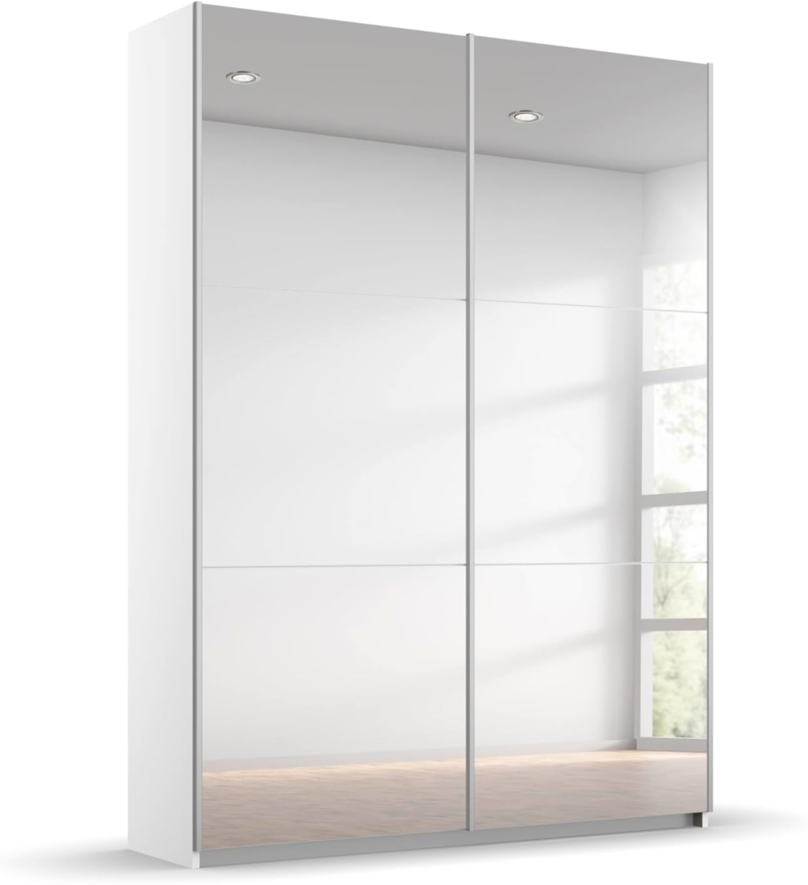 Rauch Möbel Reflect, Schwebetürenschrank, Kleiderschrank, Schrank mit Spiegel, Garderobe, 2-türig, 2 Spiegeltüren, inkl. Stoffkisten und weiterem Zubehör, Farbe Alpinweiß, 131 x 191 x 59 cm Bild 1