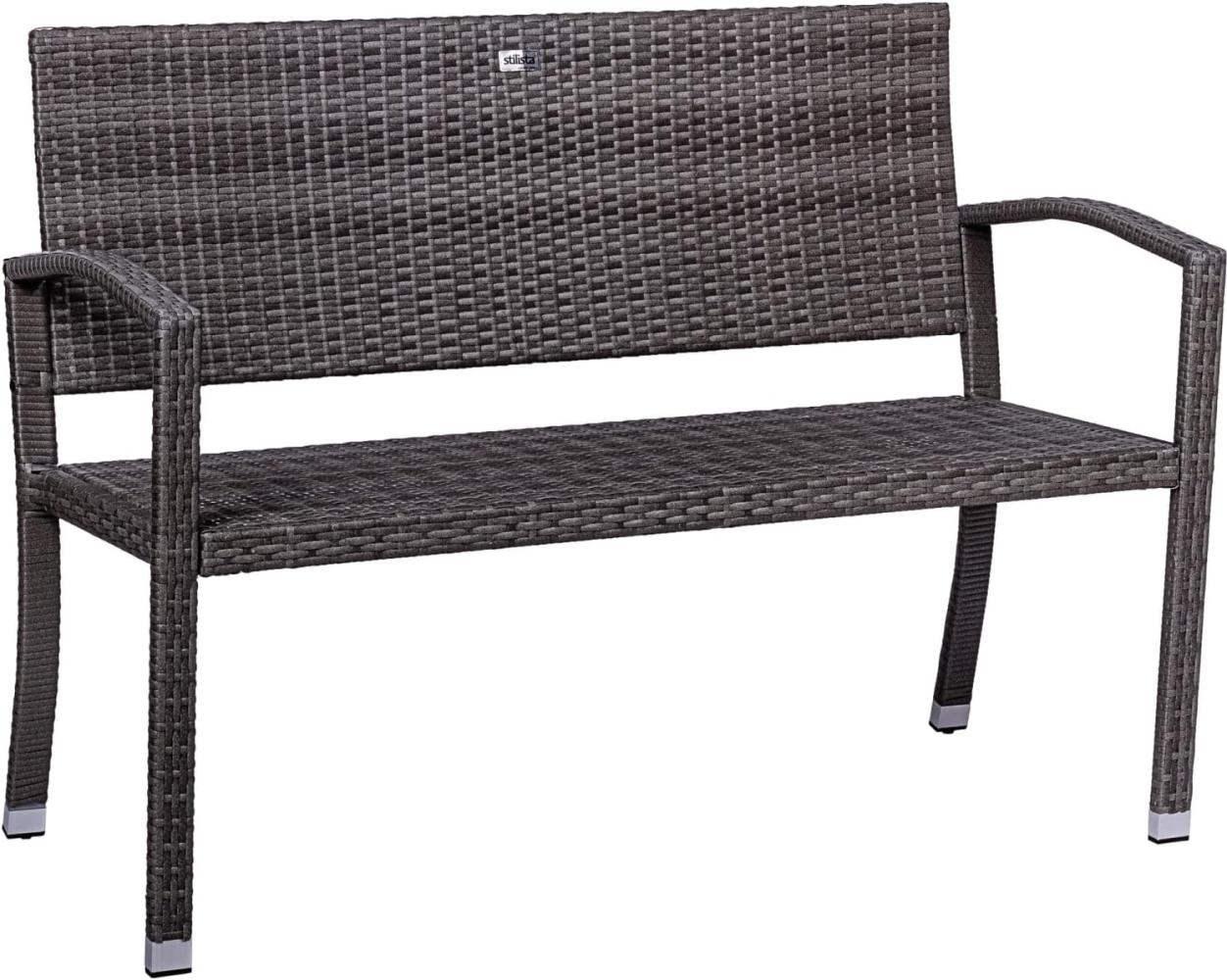 STILISTA® Gartenbank Polyrattan, grau Bild 1