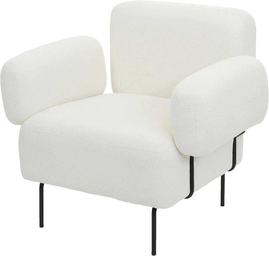 Lounge-Sessel HWC-L83b, Cocktailsessel Polstersessel Sessel, Bouclé Stoff/Textil Metall, creme-weiß Bild 1