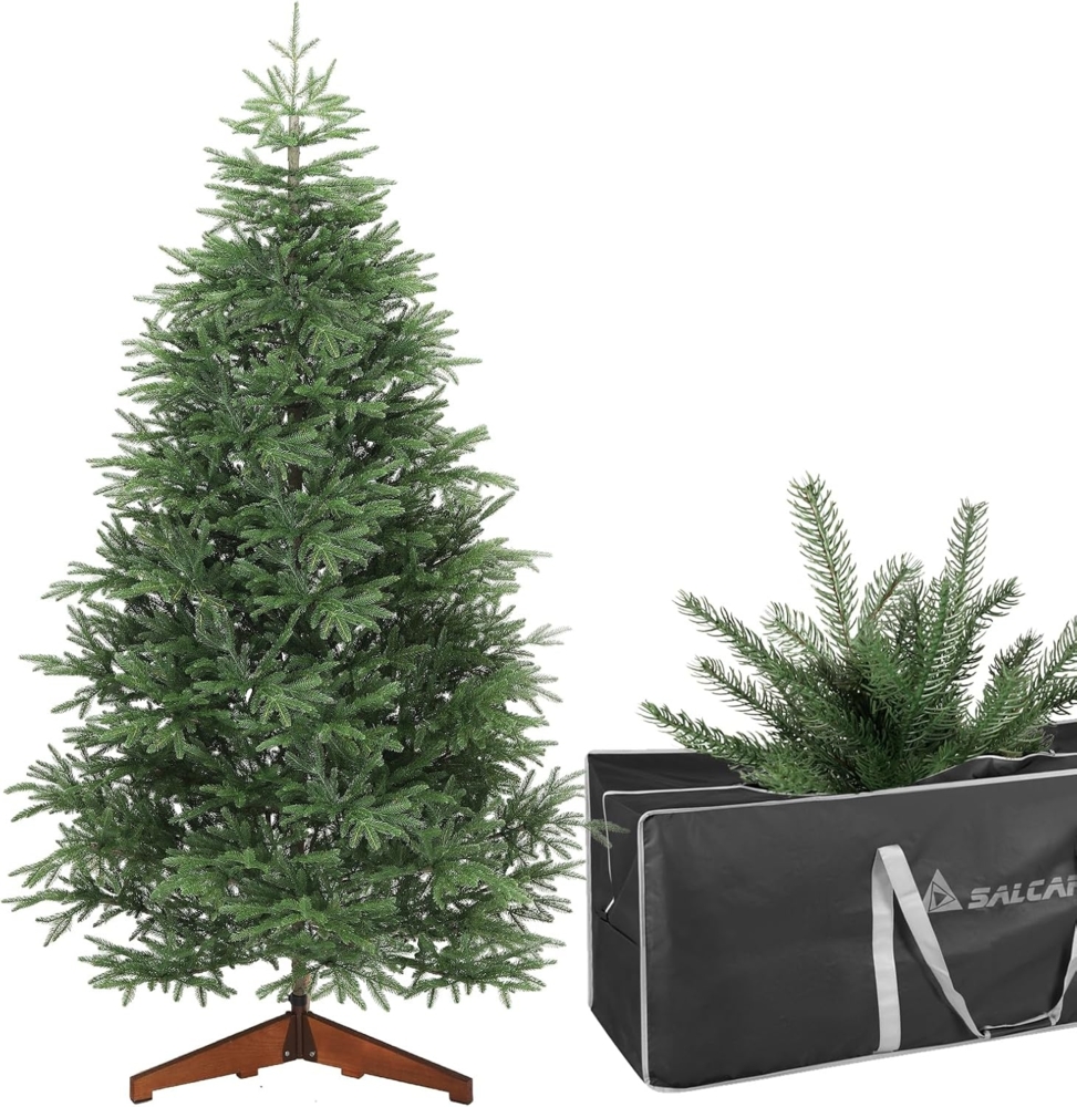 SALCAR Künstlicher Weihnachtsbaum 210 cm – naturgetreue Tannennadeln aus 100?% Spritzguss, detailreicher Stamm, inkl. Aufbewahrungstasche, perfekt für Festliche Weihnachten Bild 1