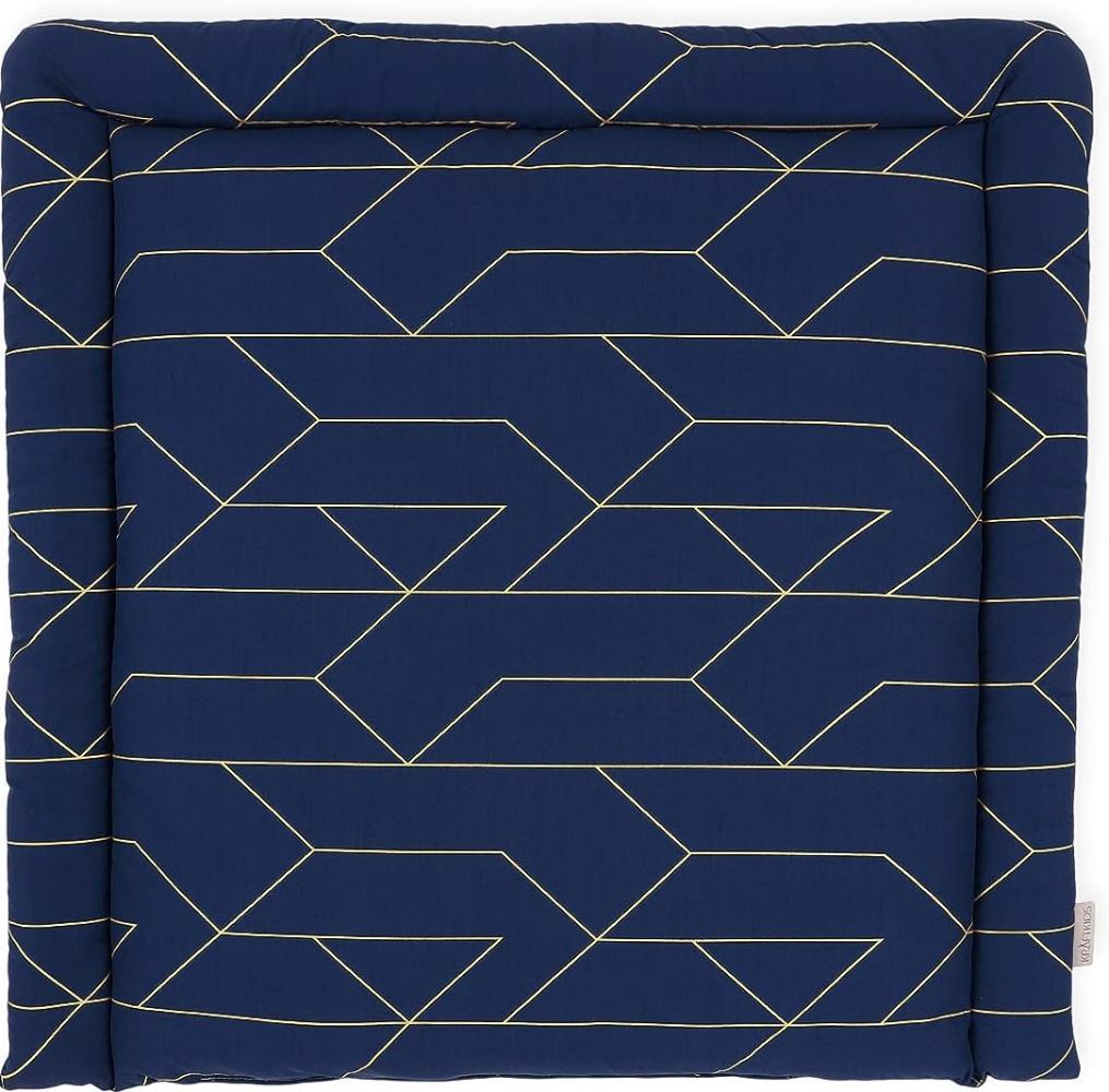 KraftKids Wickelauflage in goldene Linien auf Dunkelblau, Wickelunterlage 85x75 cm (BxT), Wickelkissen Bild 1
