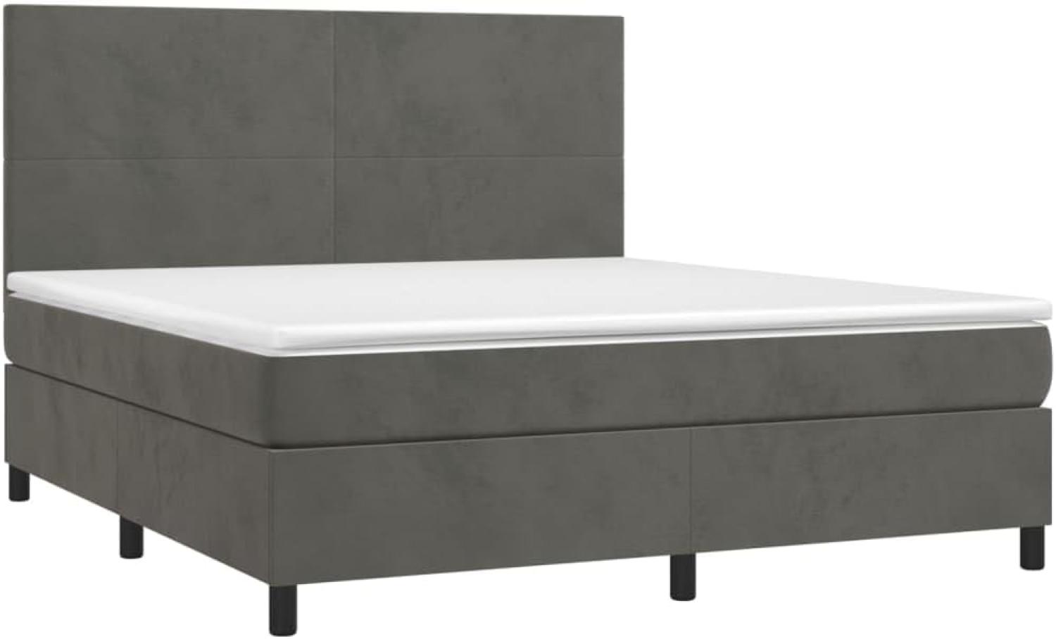 vidaXL Boxspringbett mit Matratze & LED Dunkelgrau 180x200 cm Samt 3136018 Bild 1