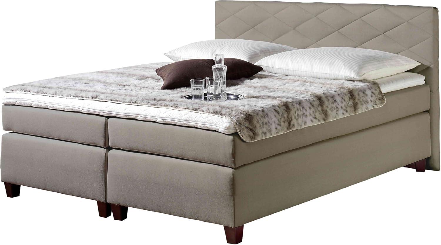 Maintal Boxspringbett Nagoya, 100 x 200 cm, Strukturstoff, 7-Zonen-Kaltschaum Matratze H3, taupe Bild 1