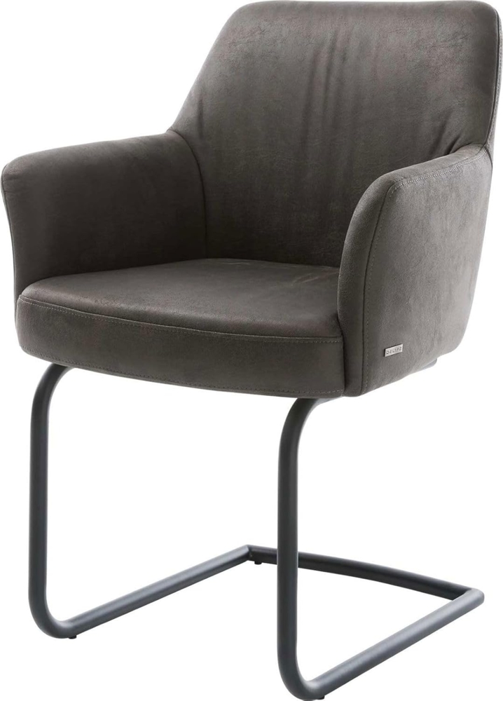 Freischwinger Xana-Flex mit Armlehnen Mikrofaser Anthrazit Vintage Freischwinger rund Schwarz Taschenfederkern Bild 1